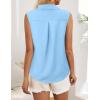 imageHOTOUCH Womens Sleeveless Button Down Shirt Tops V Neck Business Casual Collared Blouses Tank TopLight Blue