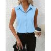 imageHOTOUCH Womens Sleeveless Button Down Shirt Tops V Neck Business Casual Collared Blouses Tank TopLight Blue