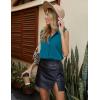 imageHOTOUCH Womens Sleeveless Button Down Shirt Tops V Neck Business Casual Collared Blouses Tank TopTeal Blue