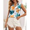 imageHOTOUCH Womens Sleeveless Button Down Shirt Tops V Neck Business Casual Collared Blouses Tank TopTiedyeing Flower