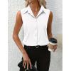 imageHOTOUCH Womens Sleeveless Button Down Shirt Tops V Neck Business Casual Collared Blouses Tank TopWhite
