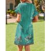 imageHOTOUCH Womens Summer Dress 2024 Short Sleeve ALine Mini Dress Casual Crew Neck Shift Dress Beach Sundress with PocketsBoho Floral