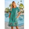 imageHOTOUCH Womens Summer Dress 2024 Short Sleeve ALine Mini Dress Casual Crew Neck Shift Dress Beach Sundress with PocketsBoho Floral
