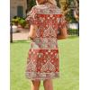 imageHOTOUCH Womens Summer Dress 2024 Short Sleeve ALine Mini Dress Casual Crew Neck Shift Dress Beach Sundress with PocketsFlower Red