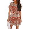 imageHOTOUCH Womens Summer Dress 2024 Short Sleeve ALine Mini Dress Casual Crew Neck Shift Dress Beach Sundress with PocketsFlower Red