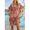 imageHOTOUCH Womens Summer Dress 2024 Short Sleeve ALine Mini Dress Casual Crew Neck Shift Dress Beach Sundress with PocketsFlower Red