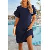 imageHOTOUCH Womens Summer Dress 2024 Short Sleeve ALine Mini Dress Casual Crew Neck Shift Dress Beach Sundress with PocketsNavy Blue