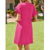 imageHOTOUCH Womens Summer Dress 2024 Short Sleeve ALine Mini Dress Casual Crew Neck Shift Dress Beach Sundress with PocketsRose Red
