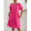 imageHOTOUCH Womens Summer Dress 2024 Short Sleeve ALine Mini Dress Casual Crew Neck Shift Dress Beach Sundress with PocketsRose Red