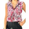 imageHOTOUCH Womens Sleeveless Button Down Shirt Tops V Neck Business Casual Collared Blouses Tank TopPink Paisley
