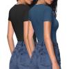 imageHOTOUCH Deep V Neck Tops for Women Sexy Low Cut Summer Ribbed Knit T Shirts Slim Fit Stretchy Basic Fashion Tee2 PackblackBlue