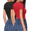 imageHOTOUCH Deep V Neck Tops for Women Sexy Low Cut Summer Ribbed Knit T Shirts Slim Fit Stretchy Basic Fashion Tee2 PackblackRed
