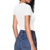 imageHOTOUCH Deep V Neck Tops for Women Sexy Low Cut Summer Ribbed Knit T Shirts Slim Fit Stretchy Basic Fashion TeeA01white