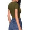 imageHOTOUCH Deep V Neck Tops for Women Sexy Low Cut Summer Ribbed Knit T Shirts Slim Fit Stretchy Basic Fashion TeeArmy Green