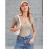 imageHOTOUCH Deep V Neck Tops for Women Sexy Low Cut Summer Ribbed Knit T Shirts Slim Fit Stretchy Basic Fashion TeeOatmeal
