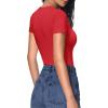 imageHOTOUCH Deep V Neck Tops for Women Sexy Low Cut Summer Ribbed Knit T Shirts Slim Fit Stretchy Basic Fashion TeeRed