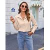 imageHOTOUCH Womens Button Down Shirts Buttonup Dress Shirts Long Sleeve Slim Fit Business Collared Work Office Blouses TopsAlmond