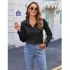 imageHOTOUCH Womens Button Down Shirts Buttonup Dress Shirts Long Sleeve Slim Fit Business Collared Work Office Blouses TopsBlack