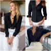 imageHOTOUCH Womens Button Down Shirts Buttonup Dress Shirts Long Sleeve Slim Fit Business Collared Work Office Blouses TopsBlack