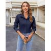 imageHOTOUCH Womens Button Down Shirts Buttonup Dress Shirts Long Sleeve Slim Fit Business Collared Work Office Blouses TopsNavy Blue