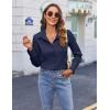 imageHOTOUCH Womens Button Down Shirts Buttonup Dress Shirts Long Sleeve Slim Fit Business Collared Work Office Blouses TopsNavy Blue