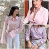 imageHOTOUCH Womens Button Down Shirts Buttonup Dress Shirts Long Sleeve Slim Fit Business Collared Work Office Blouses TopsPink