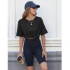 imageHOTOUCH Womens Oversized T Shirts Crewneck Short Sleeve Workout Blouse Tops Summer Casual Dropped Shoulder Tunic TeeBlack