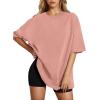 imageHOTOUCH Womens Oversized T Shirts Crewneck Short Sleeve Workout Blouse Tops Summer Casual Dropped Shoulder Tunic TeeDusty Pink
