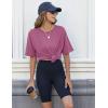 imageHOTOUCH Womens Oversized T Shirts Crewneck Short Sleeve Workout Blouse Tops Summer Casual Dropped Shoulder Tunic TeeFuchsia