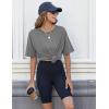 imageHOTOUCH Womens Oversized T Shirts Crewneck Short Sleeve Workout Blouse Tops Summer Casual Dropped Shoulder Tunic TeeGrey