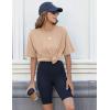 imageHOTOUCH Womens Oversized T Shirts Crewneck Short Sleeve Workout Blouse Tops Summer Casual Dropped Shoulder Tunic TeeKhaki