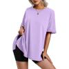 imageHOTOUCH Womens Oversized T Shirts Crewneck Short Sleeve Workout Blouse Tops Summer Casual Dropped Shoulder Tunic TeeLilac