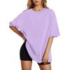 imageHOTOUCH Womens Oversized T Shirts Crewneck Short Sleeve Workout Blouse Tops Summer Casual Dropped Shoulder Tunic TeeLilac