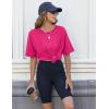 imageHOTOUCH Womens Oversized T Shirts Crewneck Short Sleeve Workout Blouse Tops Summer Casual Dropped Shoulder Tunic TeeRose Red