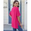 imageHOTOUCH Womens Oversized T Shirts Crewneck Short Sleeve Workout Blouse Tops Summer Casual Dropped Shoulder Tunic TeeRose Red