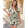 imageHOTOUCH Womens Plus Size Tops Ruffle Short Sleeve Tunics Cute Pleated Babydoll Shirts Summer Casual V Neck Boho BlousesApricot Floral