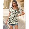imageHOTOUCH Womens Plus Size Tops Ruffle Short Sleeve Tunics Cute Pleated Babydoll Shirts Summer Casual V Neck Boho BlousesApricot Floral