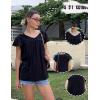 imageHOTOUCH Womens Plus Size Tops Ruffle Short Sleeve Tunics Cute Pleated Babydoll Shirts Summer Casual V Neck Boho BlousesBlack