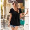 imageHOTOUCH Womens Plus Size Tops Ruffle Short Sleeve Tunics Cute Pleated Babydoll Shirts Summer Casual V Neck Boho BlousesBlack