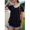 imageHOTOUCH Womens Plus Size Tops Ruffle Short Sleeve Tunics Cute Pleated Babydoll Shirts Summer Casual V Neck Boho BlousesBlack