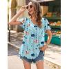 imageHOTOUCH Womens Plus Size Tops Ruffle Short Sleeve Tunics Cute Pleated Babydoll Shirts Summer Casual V Neck Boho BlousesBlue