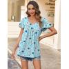 imageHOTOUCH Womens Plus Size Tops Ruffle Short Sleeve Tunics Cute Pleated Babydoll Shirts Summer Casual V Neck Boho BlousesBlue
