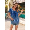 imageHOTOUCH Womens Plus Size Tops Ruffle Short Sleeve Tunics Cute Pleated Babydoll Shirts Summer Casual V Neck Boho BlousesBlue Floral