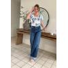 imageHOTOUCH Womens Plus Size Tops Ruffle Short Sleeve Tunics Cute Pleated Babydoll Shirts Summer Casual V Neck Boho BlousesBlue Flower
