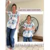 imageHOTOUCH Womens Plus Size Tops Ruffle Short Sleeve Tunics Cute Pleated Babydoll Shirts Summer Casual V Neck Boho BlousesBlue Flower