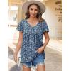 imageHOTOUCH Womens Plus Size Tops Ruffle Short Sleeve Tunics Cute Pleated Babydoll Shirts Summer Casual V Neck Boho BlousesBlue Pink