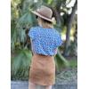 imageHOTOUCH Womens Plus Size Tops Ruffle Short Sleeve Tunics Cute Pleated Babydoll Shirts Summer Casual V Neck Boho BlousesBlue Silhouette Flower