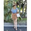 imageHOTOUCH Womens Plus Size Tops Ruffle Short Sleeve Tunics Cute Pleated Babydoll Shirts Summer Casual V Neck Boho BlousesBlue Silhouette Flower