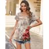 imageHOTOUCH Womens Plus Size Tops Ruffle Short Sleeve Tunics Cute Pleated Babydoll Shirts Summer Casual V Neck Boho BlousesChampagne