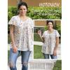 imageHOTOUCH Womens Plus Size Tops Ruffle Short Sleeve Tunics Cute Pleated Babydoll Shirts Summer Casual V Neck Boho BlousesColourful Small Flowers